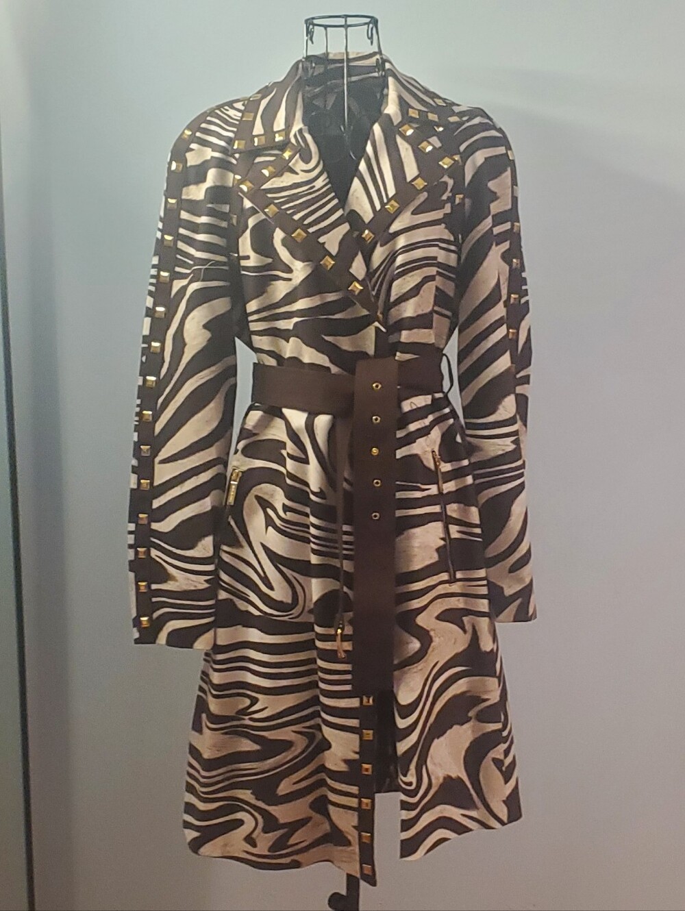Michael Kors Chocolate Brown Lined Coat with Gold Hardware - Picture 2 of 12